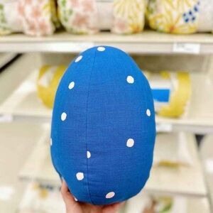 2 Shaped Easter egg throw pillow blue and polka dot